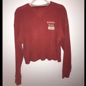 Red Newport Beach long sleeve Brandy Melville top